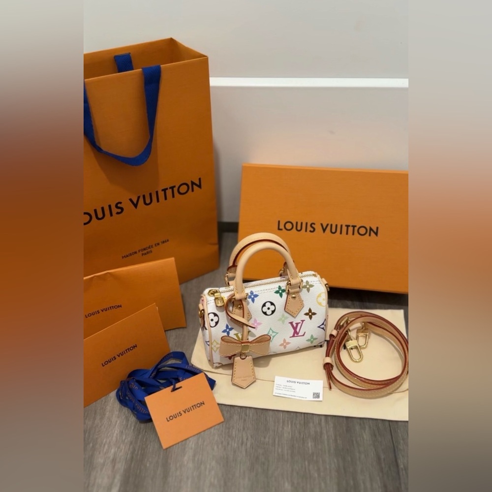 Louis Vuitton x Murakami Nano Speedy White Multicolor Monogram - Picture 7 of 10